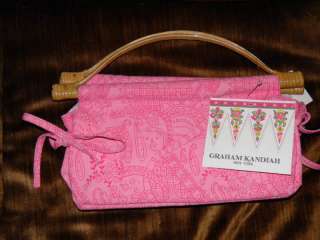 Graham Kandiah NY Pink White Paisley Clutch purse NWT  