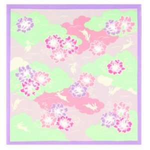  Peony and Rabbit Pink Japanese Kimono Print Furoshiki 