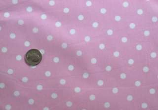 BABY PINK + SMALL WHITE POLKA DOTS COTTON BLEND SEWING FABRIC MATERIAL 