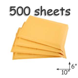 500 Sheets Kraft Bubble Mailers #0 Padded DVD Envelopes 6x10 inch 