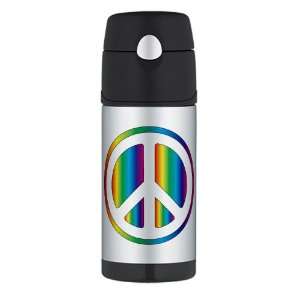    Thermos Travel Water Bottle Chromatic Peace Symbol 