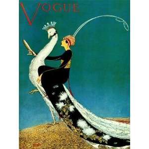  Vogue Lady on a Peacock Bird Fashion 18 X 24 Image Size 