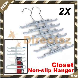 2x Rack Organizer Closet Neck Ties Scarves Necktie Belt Non slip 
