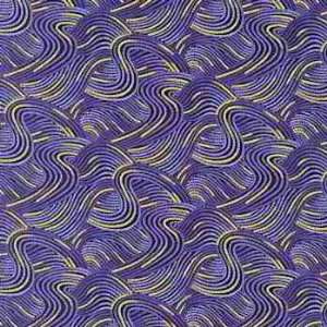   Fabrics, Metallic Gold and Purple Swirls on Purple Arts, Crafts