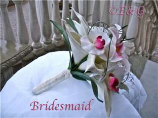   LILY FUSCHIA Wedding Bouquets Bouquet Bridal Corsage Flowers Love silk