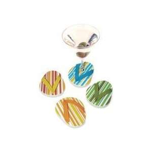 Striped Flip Flop Attachable Coaster Set   4 Colors  