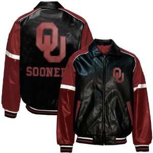  Oklahoma Sooners Black Varsity Pleather Jacket