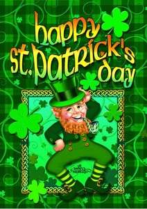   Leprechaun St. Patricks Day Holiday Shamrocks Toland Sm Flag  