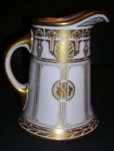 1913 Deco Style Beautiful Gilt Trim 8 Limoges Water Pitcher  