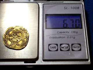 FULL DATE 1593 SPANISH GOLD 2 ESCUDOS COB DOUBLOON 6.7g  