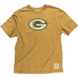  Green Bay Packers Throwback Retro Logo Vintage Gold T 