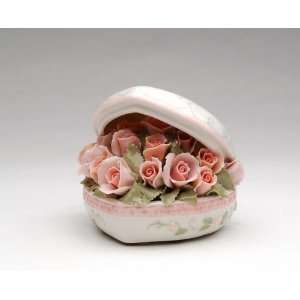  4.25 inch Ceramic Painted Heart Figure Box Bouquet With 