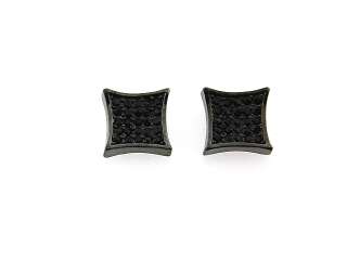 ICED OUT BLACK HIP HOP CZ PAVE KITE STUD EARRING  