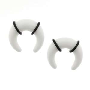 White Acrylic UV Buffalo Taper with O Rings   0G (8mm)   Sold as a 