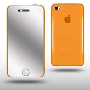  IPHONE 4G ORANGE CRYSTAL BACK COVER CASE WITH MIRROR 
