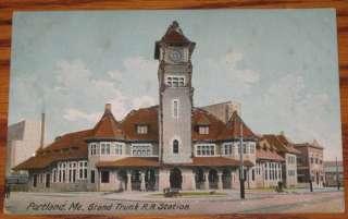 Portland Maine View of Grand Trunk Railroad Station  