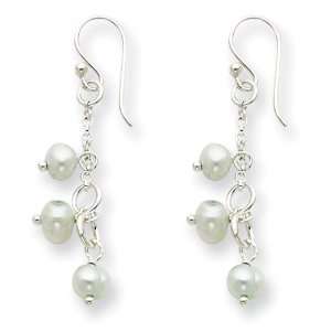   Sterling Silver Freshwater Cultured Light Blue Pearl Earrings: Jewelry