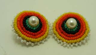 Native American Seed Beaded Sioux Round Earrings which are very 