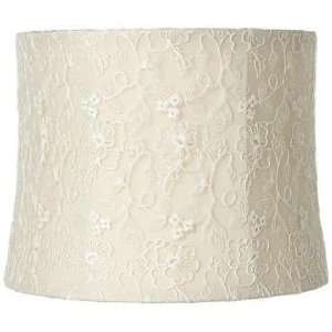  White Lace Cream Drum Lamp Shade 12x13x10 (Spider): Home 