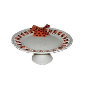 RIBBON BLACK DOT 10 FOOTED CAKE STAND:  Kitchen & Dining