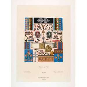 1888 Chromolithograph Embroidery Pattern Breton Brittany Traditional 