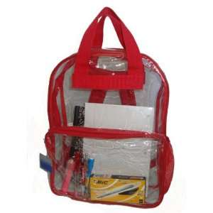  17 Clear PVC Backpack   Red Case Pack 40 Sports 