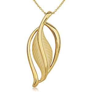    18k Gold Over Sterling Silver Elegant Leaf Pendant Jewelry