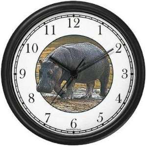 Hippopotamus   Hippo (JP6) Wall Clock by WatchBuddy Timepieces (Black 