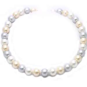  17 Inch Long Multicolor Pastel 12.5mm Shell Pearl Necklace 