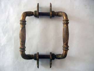 Pair of Antique Cast Brass Decorative Door Handles  