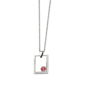  Stainless Steel Polished Red Enamel Medical Pendant 