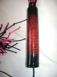 Hot Pink & Black Knotted Nylon Flogger   Whip Crop Cane Paddle 