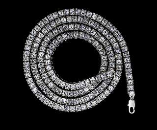 ICED OUT 1 ROW WHITE GOLD FINISH HIP HOP CHAIN NECKLACE  
