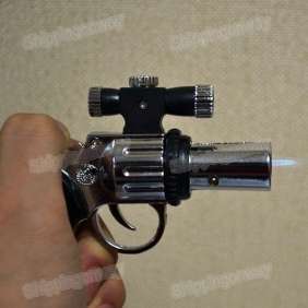   New Cool Gun Pistol Style Red Laser Jet Torch Gas Lighter for sale