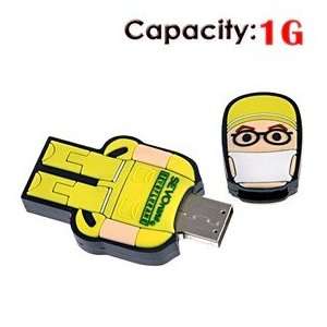   USB Flash Drive with Rubber Robot Doctor Shape (Yellow) Electronics