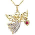 Joolwe 18k Gold Over Sterling Silver and Synthetic Ruby Angel Pendant