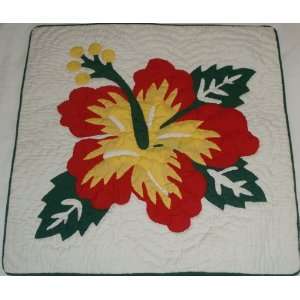  2 Hawaiian quilt throw pillow cover 18x18 100% hand quilted 