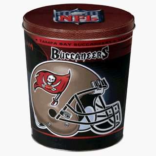 Tampa Bay Bucs 3.5 gallon tin filled w/ three premium gourmet popcorn 