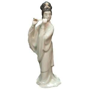  Chinese Lady Musician with flute   8H   oriental ceramic 