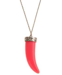 Coral (Orange) Pink Tusk Necklace  249568883  New Look