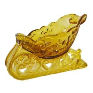  Old Fashioned Amber Glass Sleigh Wine Bottle Holder