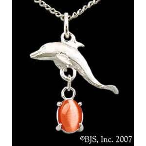  Dolphin Gemstone Necklace, Sterling Silver, Orange set 