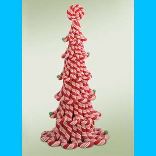   of 12 Embellished Red Candy Cane Tree Tabletop Christmas Decoration