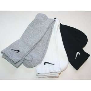 Nike Performance Cushioned Mens Crew Socks, 3 Pair, Black/Grey/White 