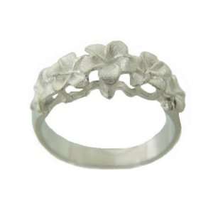  5 Plumeria Flower Hawaiian Jewelry Ring in Sterling Silver 