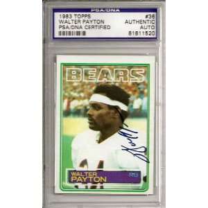 Walter Payton Autographed 1983 Topps Card PSA/DNA Slabbed