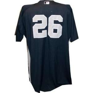  #26 Yankees 2010 Spring Training Game Used Road Navy Jersey (Silver 
