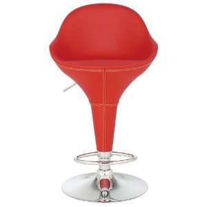 Dipper Red Faux Leather Adjustable Bar or Counter Stool:  