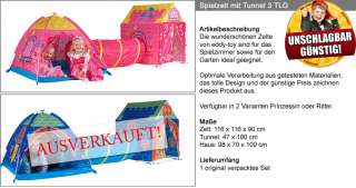 Zelt Kinderzelt Spielzelt mit Tunnel Gartenzelt 3 tlg.  