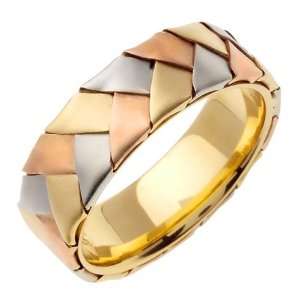   Gold comfort fit Basket Weaved Braided Mens Wedding Band Jewelry